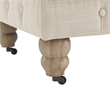 Londynn Cocktail Ottoman Beige Linen Button Tufted Sinuous Springs