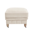 Londynn Cocktail Ottoman Beige Linen Button Tufted Sinuous Springs