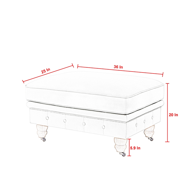 Londynn Cocktail Ottoman Light Blue Linen Button Tufted Sinuous Springs