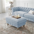 Londynn Cocktail Ottoman Light Blue Linen Button Tufted Sinuous Springs