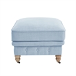 Londynn Cocktail Ottoman Light Blue Linen Button Tufted Sinuous Springs