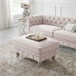 Londynn Cocktail Ottoman Pink Linen Button Tufted Sinuous Springs
