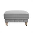 Londynn Cocktail Ottoman Light Grey Linen Button Tufted Sinuous Springs