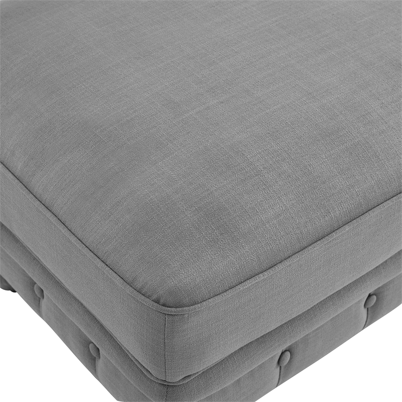 Londynn Cocktail Ottoman Light Grey Linen Button Tufted Sinuous Springs