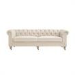 Londynn Sofa Beige Linen Button Tufted Rolled Arm Sinuous Springs