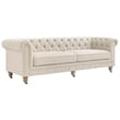 Londynn Sofa Beige Linen Button Tufted Rolled Arm Sinuous Springs