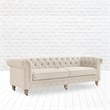 Londynn Sofa Beige Linen Button Tufted Rolled Arm Sinuous Springs