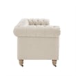Londynn Sofa Beige Linen Button Tufted Rolled Arm Sinuous Springs