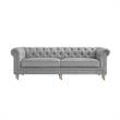 Londynn Sofa Light Grey Linen Button Tufted Rolled Arm Sinuous Springs