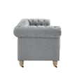 Londynn Sofa Light Grey Linen Button Tufted Rolled Arm Sinuous Springs