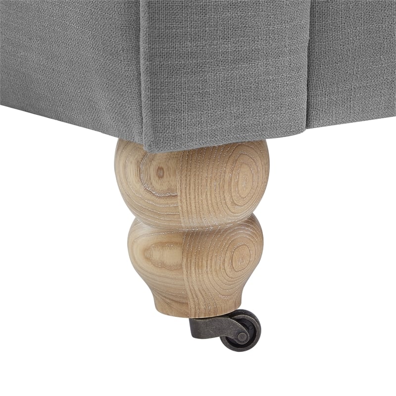 Londynn Sofa Light Grey Linen Button Tufted Rolled Arm Sinuous Springs