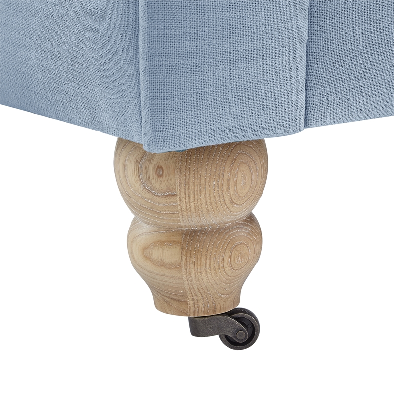 Londynn Sofa Light Blue Linen Button Tufted Rolled Arm Sinuous Springs