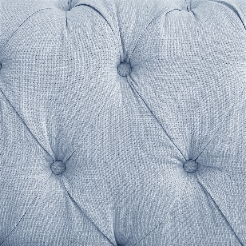 Londynn Sofa Light Blue Linen Button Tufted Rolled Arm Sinuous Springs