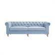 Londynn Sofa Light Blue Linen Button Tufted Rolled Arm Sinuous Springs