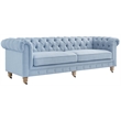 Londynn Sofa Light Blue Linen Button Tufted Rolled Arm Sinuous Springs