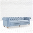 Londynn Sofa Light Blue Linen Button Tufted Rolled Arm Sinuous Springs