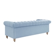 Londynn Sofa Light Blue Linen Button Tufted Rolled Arm Sinuous Springs