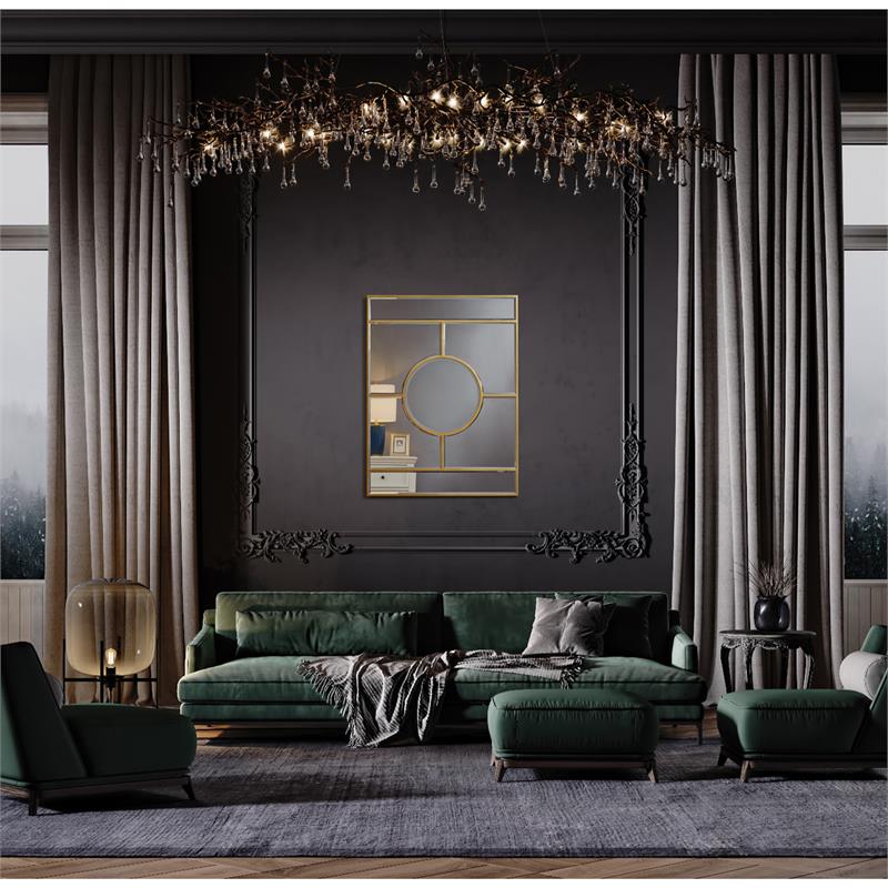 Ally Kallie Rectangular Glass Gold Polished Accent Wall Mirror