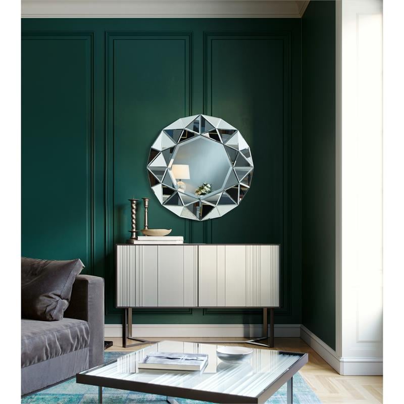 Bonnie Lailah Round Wall Mounted Mirror Accent Beveled Glass