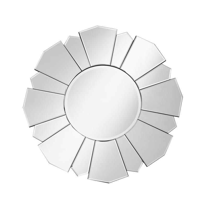 Emmalynn Evalyn Round Flower Shape Glass Silver Polished Accent Wall Mirror
