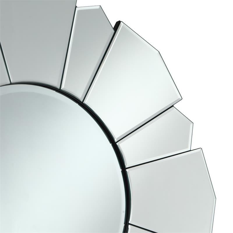 Emmalynn Evalyn Round Flower Shape Glass Silver Polished Accent Wall Mirror