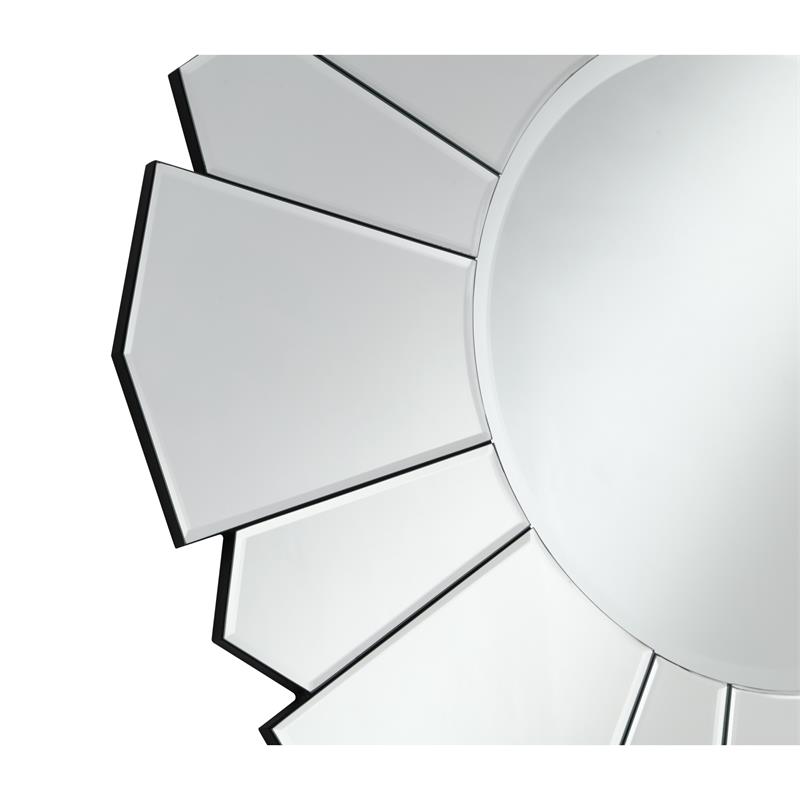 Emmalynn Evalyn Round Flower Shape Glass Silver Polished Accent Wall Mirror