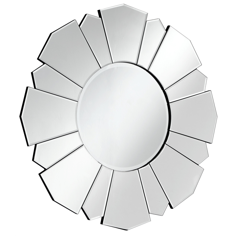 Emmalynn Evalyn Round Flower Shape Glass Silver Polished Accent Wall Mirror