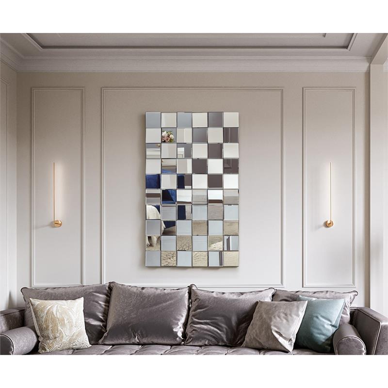 Jemma Nathalia Rectangular 3Dimensional Silver Polished Glass Accent Wall Mirror