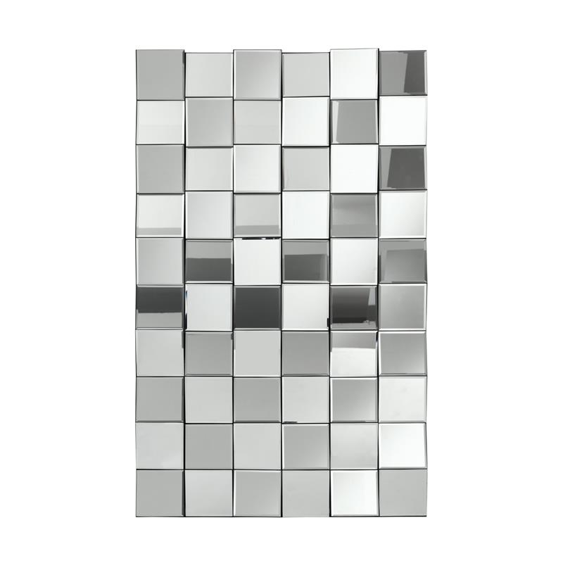 Jemma Nathalia Rectangular 3Dimensional Silver Polished Glass Accent Wall Mirror