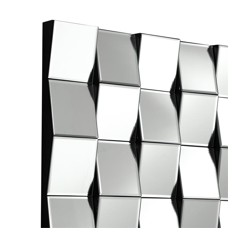 Jemma Nathalia Rectangular 3Dimensional Silver Polished Glass Accent Wall Mirror