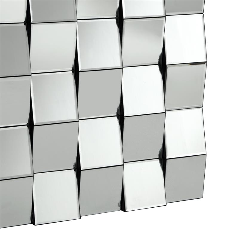 Jemma Nathalia Rectangular 3Dimensional Silver Polished Glass Accent Wall Mirror