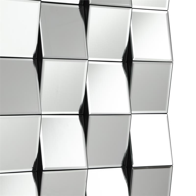 Jemma Nathalia Rectangular 3Dimensional Silver Polished Glass Accent Wall Mirror