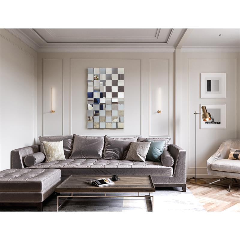 Jemma Nathalia Rectangular 3Dimensional Silver Polished Glass Accent Wall Mirror