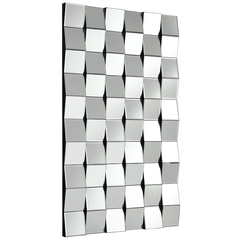 Jemma Nathalia Rectangular 3Dimensional Silver Polished Glass Accent Wall Mirror
