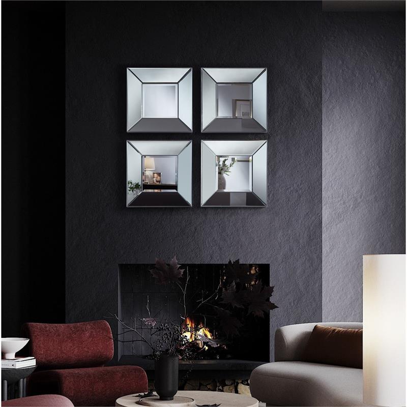 Zayn Square Silver Polished Apollo Accent Beveled Glass Accent Wall Mirror