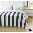 Viola Navy Acrylic 50x60 Inches 4 Corner Tassel Stripe Knit Throw Blanket