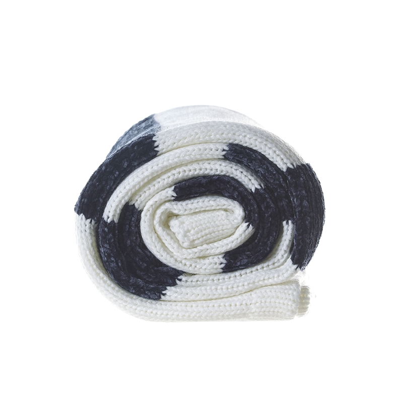 Viola Navy Acrylic 50x60 Inches 4 Corner Tassel Stripe Knit Throw Blanket