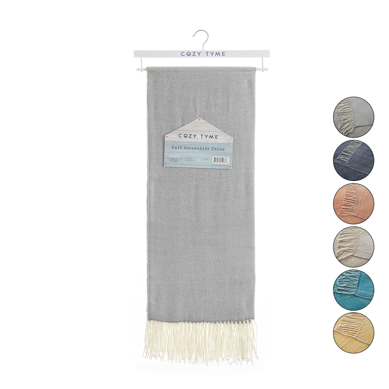 Nalani Light Grey Acrylic 50x60 Inches Faux Cashmere Fringe  Throw Blanket