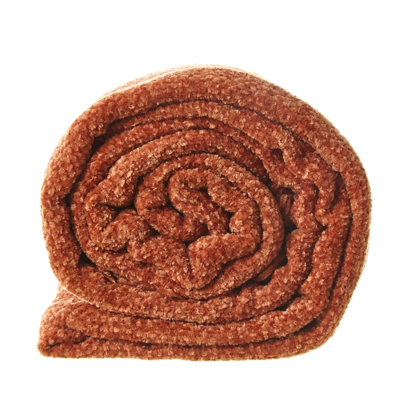 Derick Rust Polyester 50x60 Inches Chenille Tassel Knit Throw Blanket