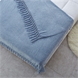 Derick Blue Polyester 50x60 Inches Chenille Tassel Knit Throw Blanket