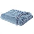 Derick Blue Polyester 50x60 Inches Chenille Tassel Knit Throw Blanket