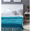 Derick Teal Polyester 50x60 Inches Chenille Tassel Knit Throw Blanket