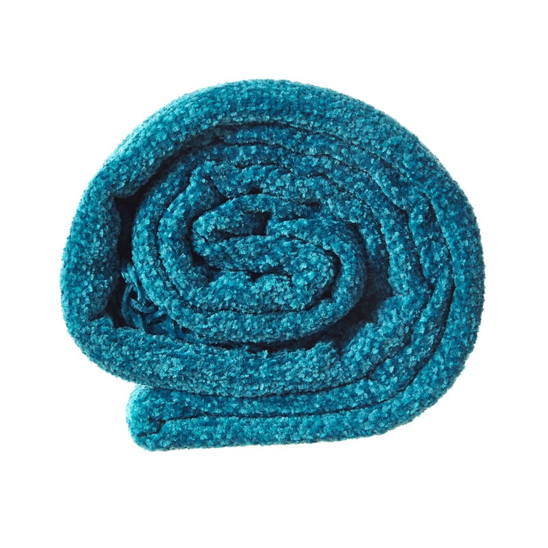 Derick Teal Polyester 50x60 Inches Chenille Tassel Knit Throw Blanket