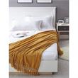 Derick Yellow Polyester 50x60 Inches Chenille Tassel Knit Throw Blanket