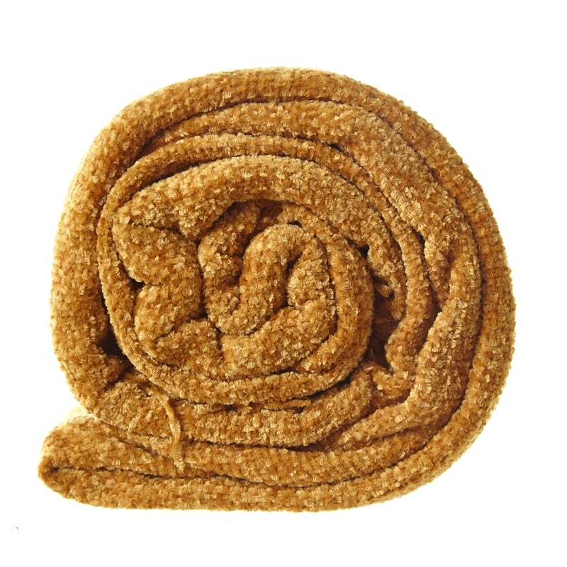 Derick Yellow Polyester 50x60 Inches Chenille Tassel Knit Throw Blanket