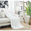 Derick White Polyester 50x60 Inches Chenille Tassel Knit Throw Blanket