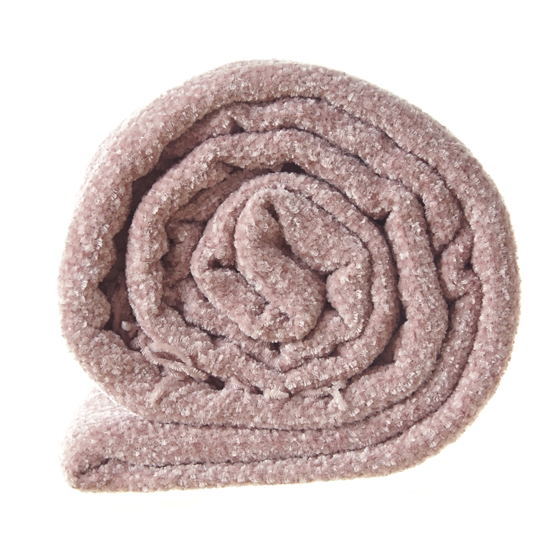 Derick Blush Polyester 50x60 Inches Chenille Tassel Knit Throw Blanket