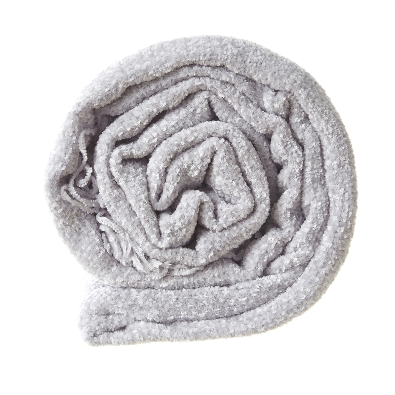 Derick  Grey Polyester 50x60 Inches Chenille Tassel Knit Throw Blanket