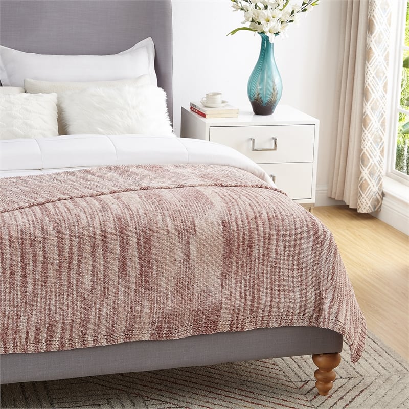 Mayra Blush Polyester 50x60 Inches Space Dye Chenille Cozy and Lightweight Throw
