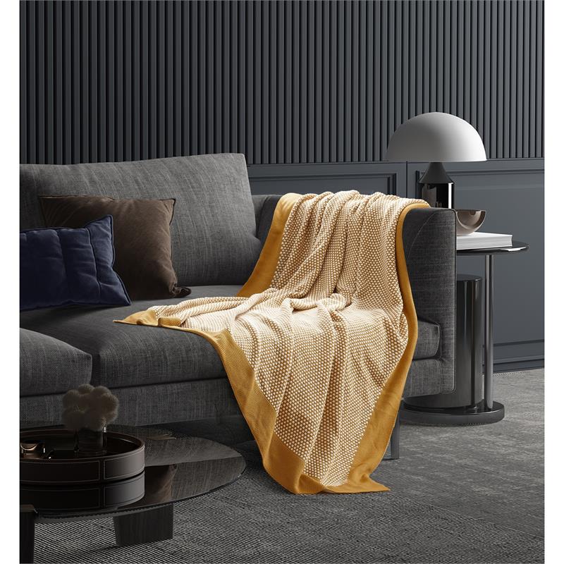 Christiana Yellow Acrylic 50x60 Inches Two Tone Soft Knit Throw Blanket